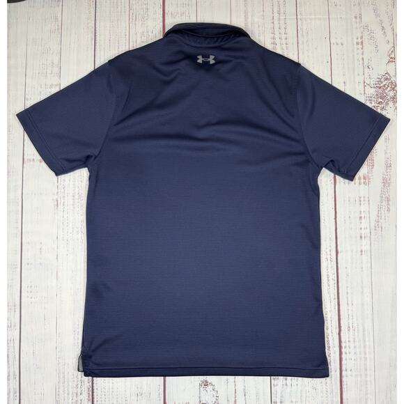 Under Armor Polo Shirt Men's Size M Loose Fit Short Sleeve Blue Golf Casual - Picture 2 of 6